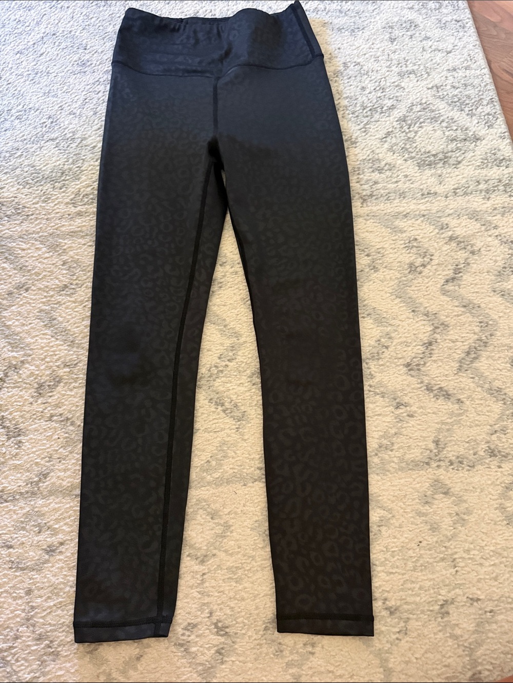S- Black embossed Leopard Print Leggings